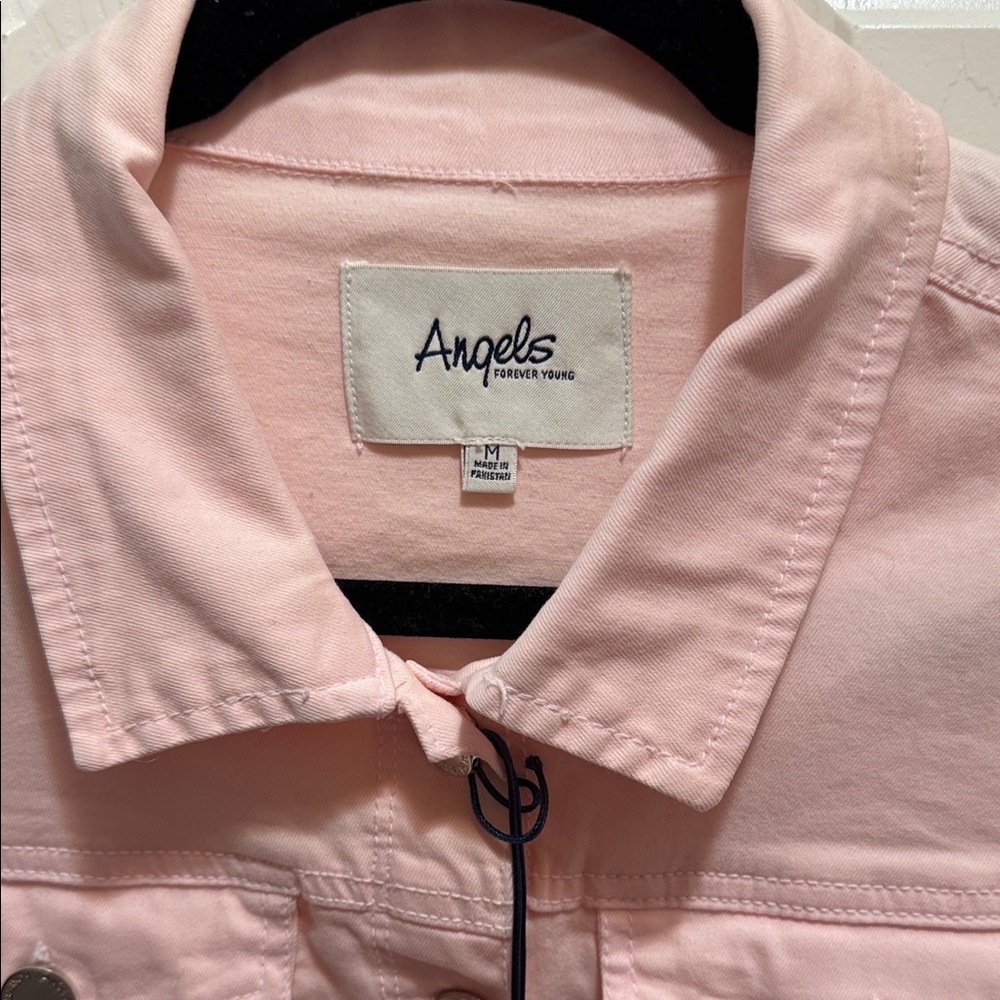 Angels Pale Pink Denim Jacket - Women's Light Pink Trucker - Picture 5 of 6